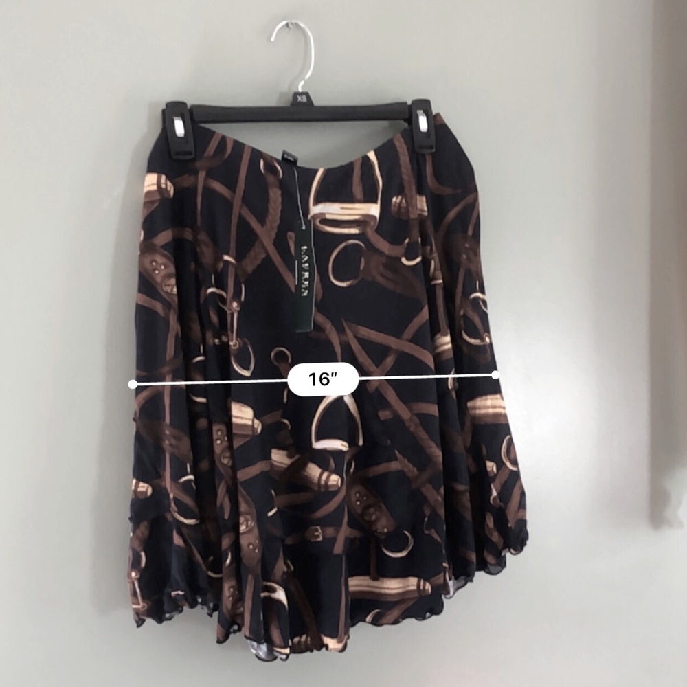 SOLD NWT - Ralph Lauren Brown and Black Pleated Sophisticated Skirt - Medium - Picture 4 of 8